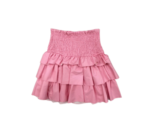 Pink Vegan Leather Tiered Mini Skirt - Mini Macarons Boutique