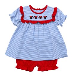 Itsy Bitsy Blue/Red Ruffle Mickey Mouse Bloomer Set