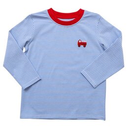 Itsy Bitsy Blue/White Stripe w/ Red Firetruck Shirt