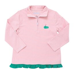 Itsy Bitsy Pink Stripe w/ Green Ruffel Pullover