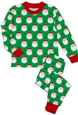 Sara's Prints Green Two Piece Happy Santa Pajamas