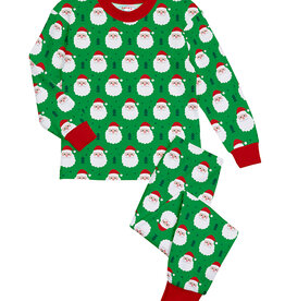 Sara's Prints Green Two Piece Happy Santa Pajamas