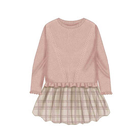 Mayoral Rose Sweater Dress w/ Plaid Bottom