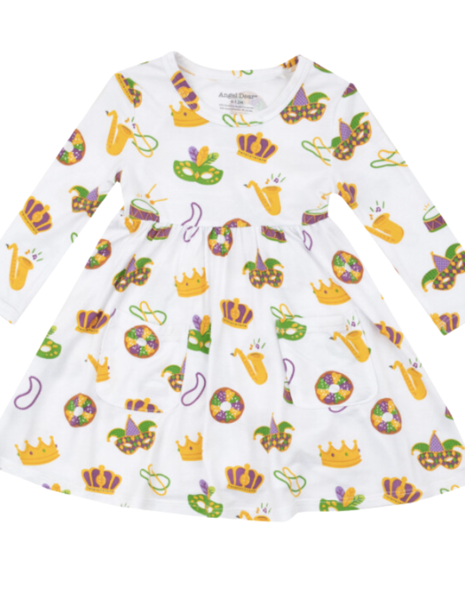Angel Dear Mardi Gras Twirly Long Sleeve Dress - 4T