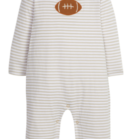 Little English Grey Stripe Football Applique Romper