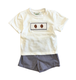 Magnolia Steel Purple & White Football Smocked Short Set