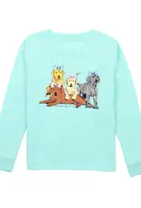 Properly Tied Girls Puppy Pile LS Tee Seafoam