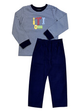 Ishtex Navy/Blue Tool Stripe Pants Set - 4T