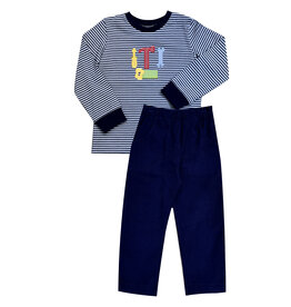 Ishtex Navy/Blue Tool Stripe Pants Set - 4T