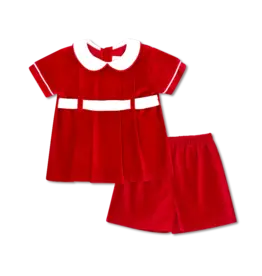 LullabySet Benton Short Set - Ruby Red Velvet