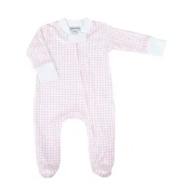 Magnolia Baby Pink Mini Checks F24 Zipper Footie