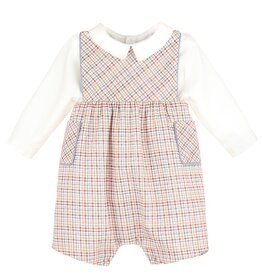 Sophie & Lucas Maple Checks Pocket Shortall Set - 9m