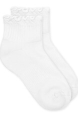 Jefferies Socks White Ruffle Ridge Edge Quarter Sock (2821)