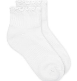 Jefferies Socks White Ruffle Ridge Edge Quarter Sock (2821)