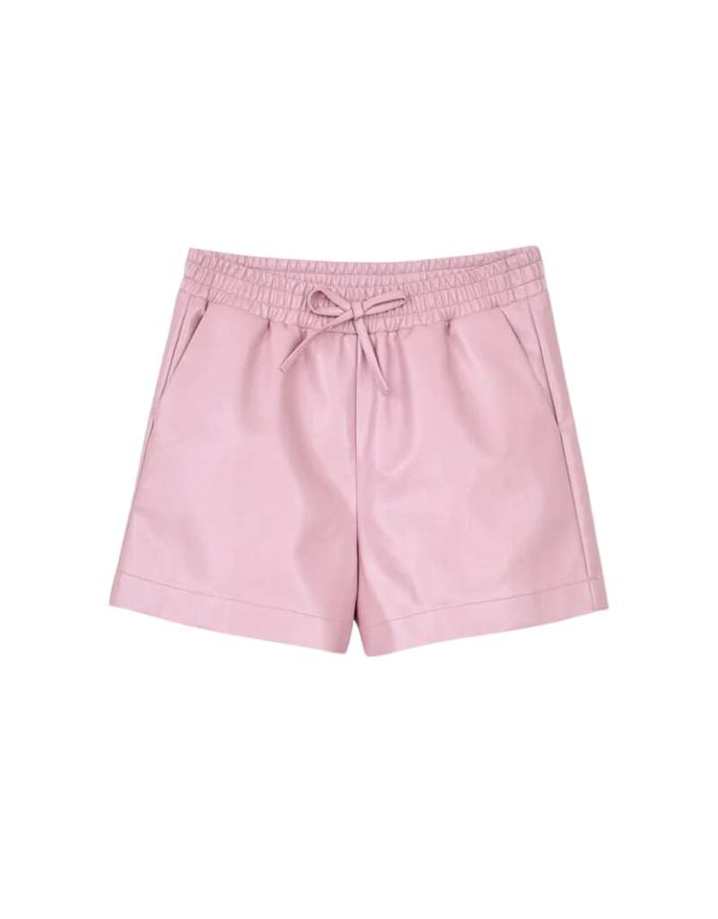 Light Pink Faux Leather Shorts - Mini Macarons Boutique