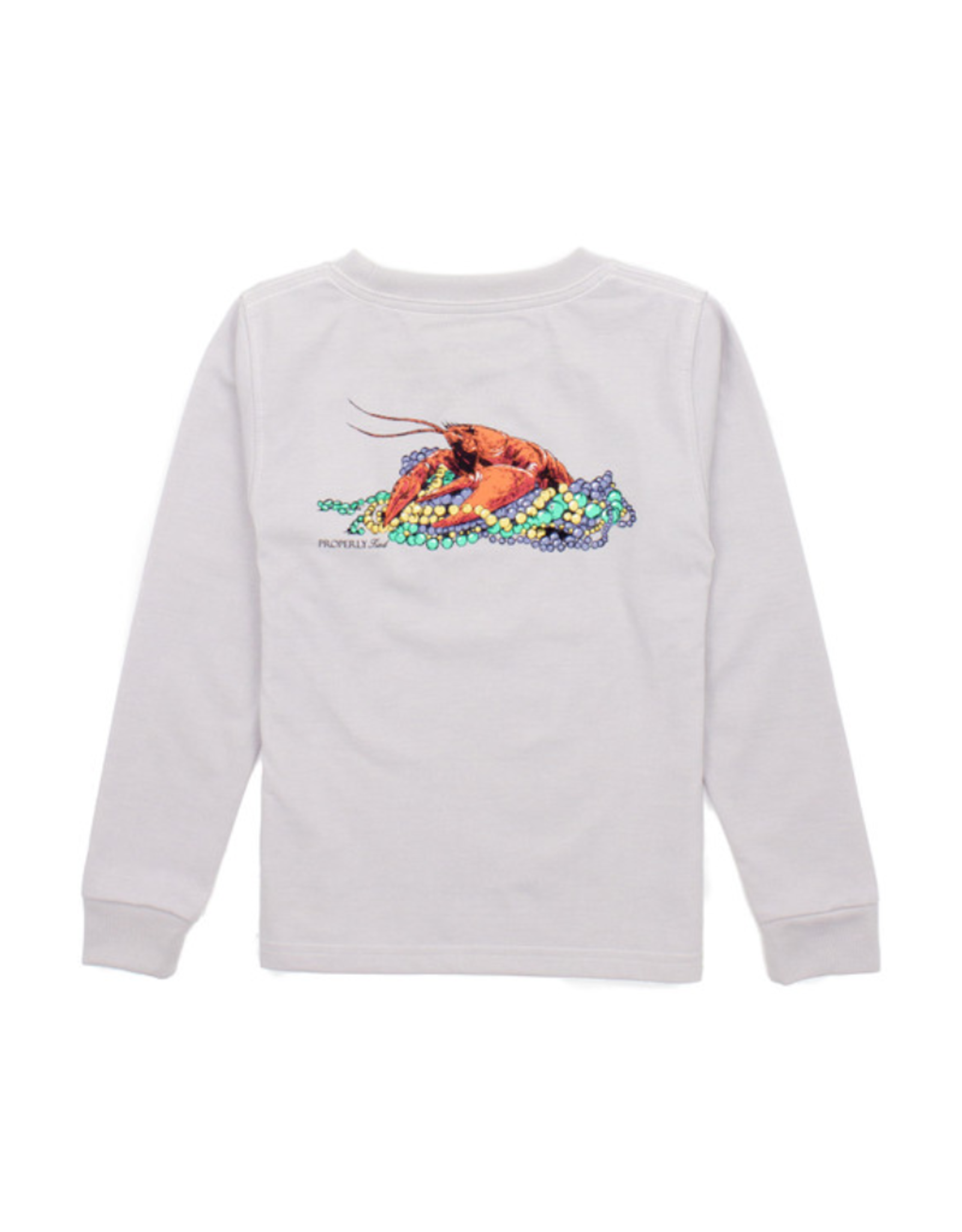 Properly Tied Mardi Gras Crawfish LS Ice Grey