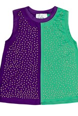 Belle Cher Color Block Athletic Wear with Crystals Top