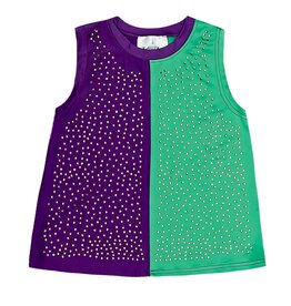 Belle Cher Color Block Athletic Wear with Crystals Top