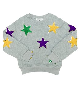 Belle Cher Mardi Gras Stars Chenille Sweatshirt