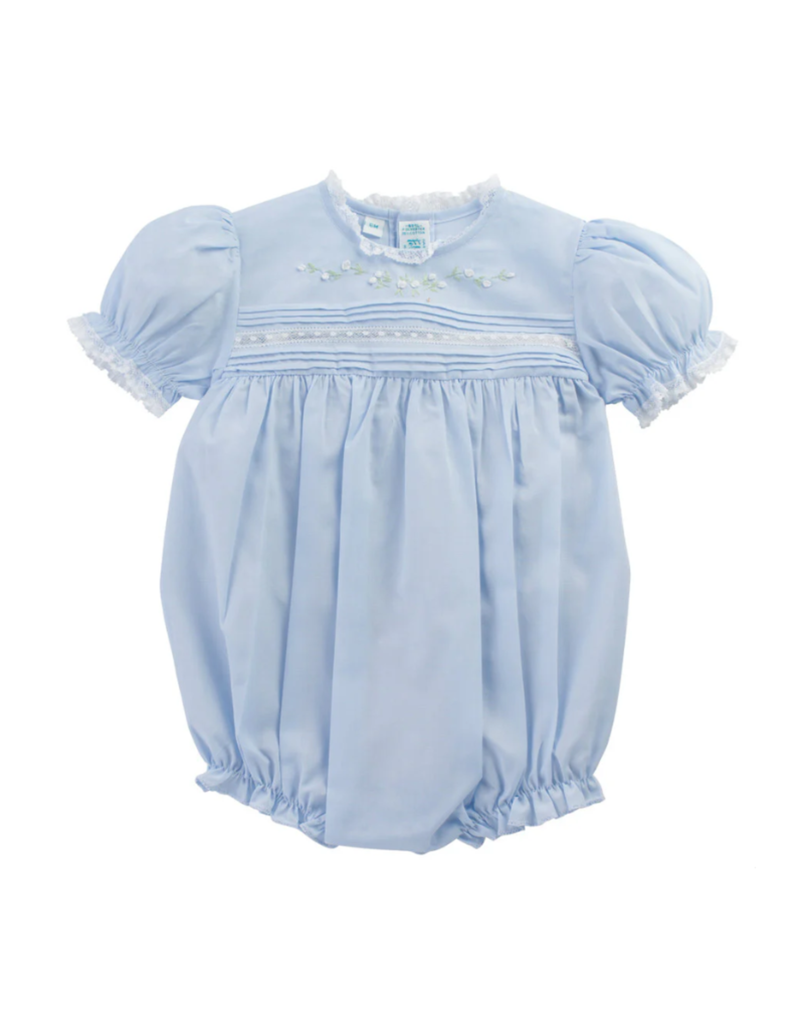 Feltman Brothers Floral Bullions And Lace Romper Blue