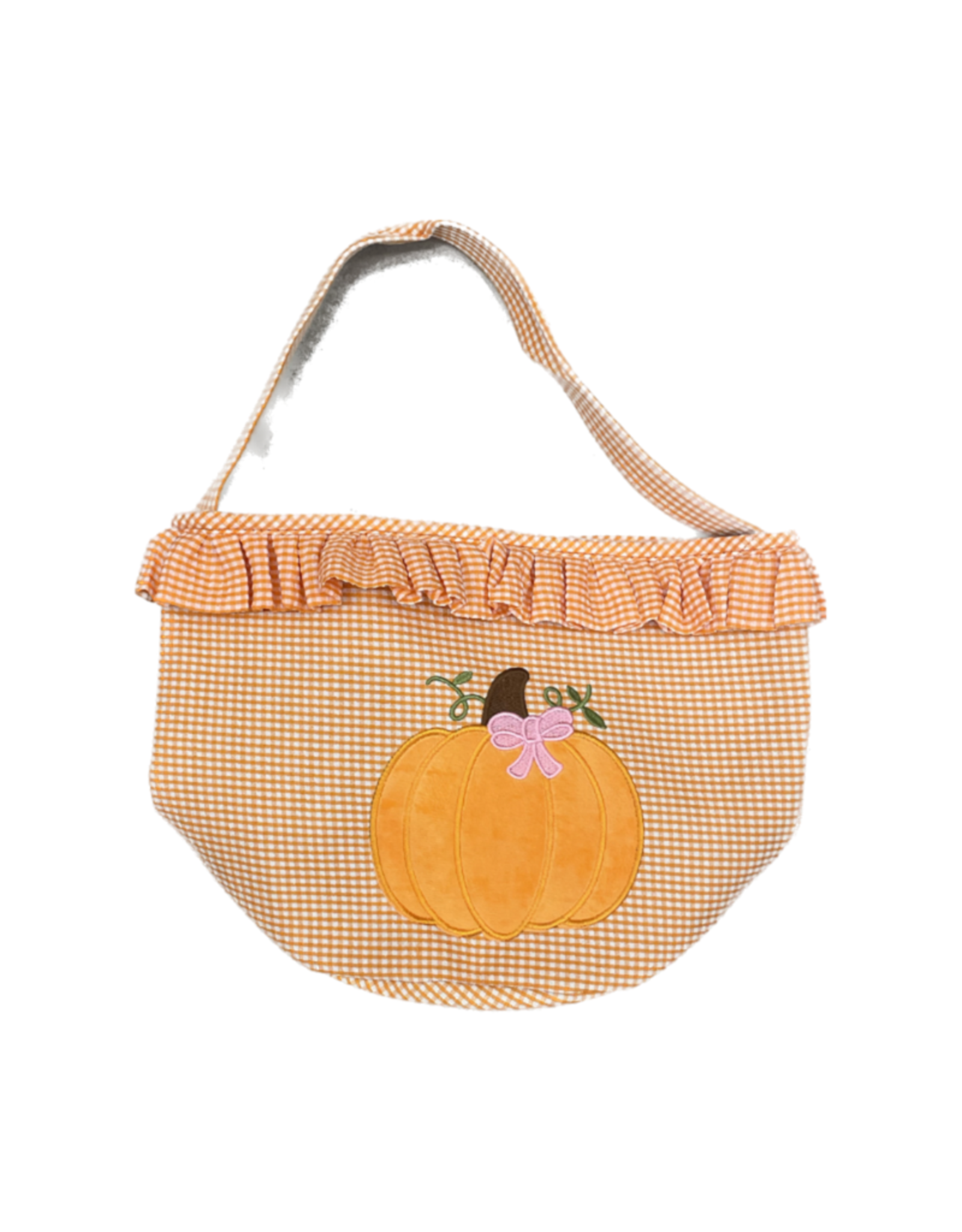 Bits and Bows Gingham Ruffle Pumpkin Tote
