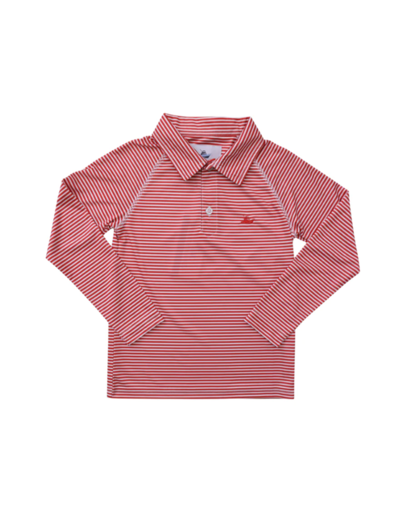 SouthBound Performance LS Polo - Red/White