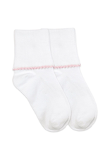 Jefferies Socks White and Pink Basic Turn Cuff 2111