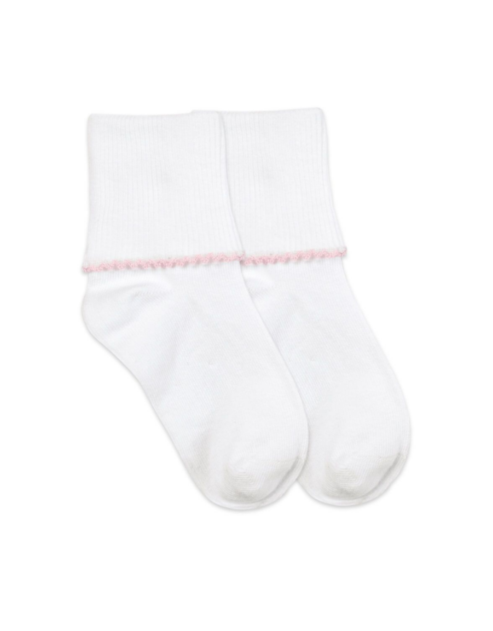 Jefferies Socks White and Pink Basic Turn Cuff 2111
