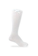 Jefferies Socks White Tall Sock With Bow 1650
