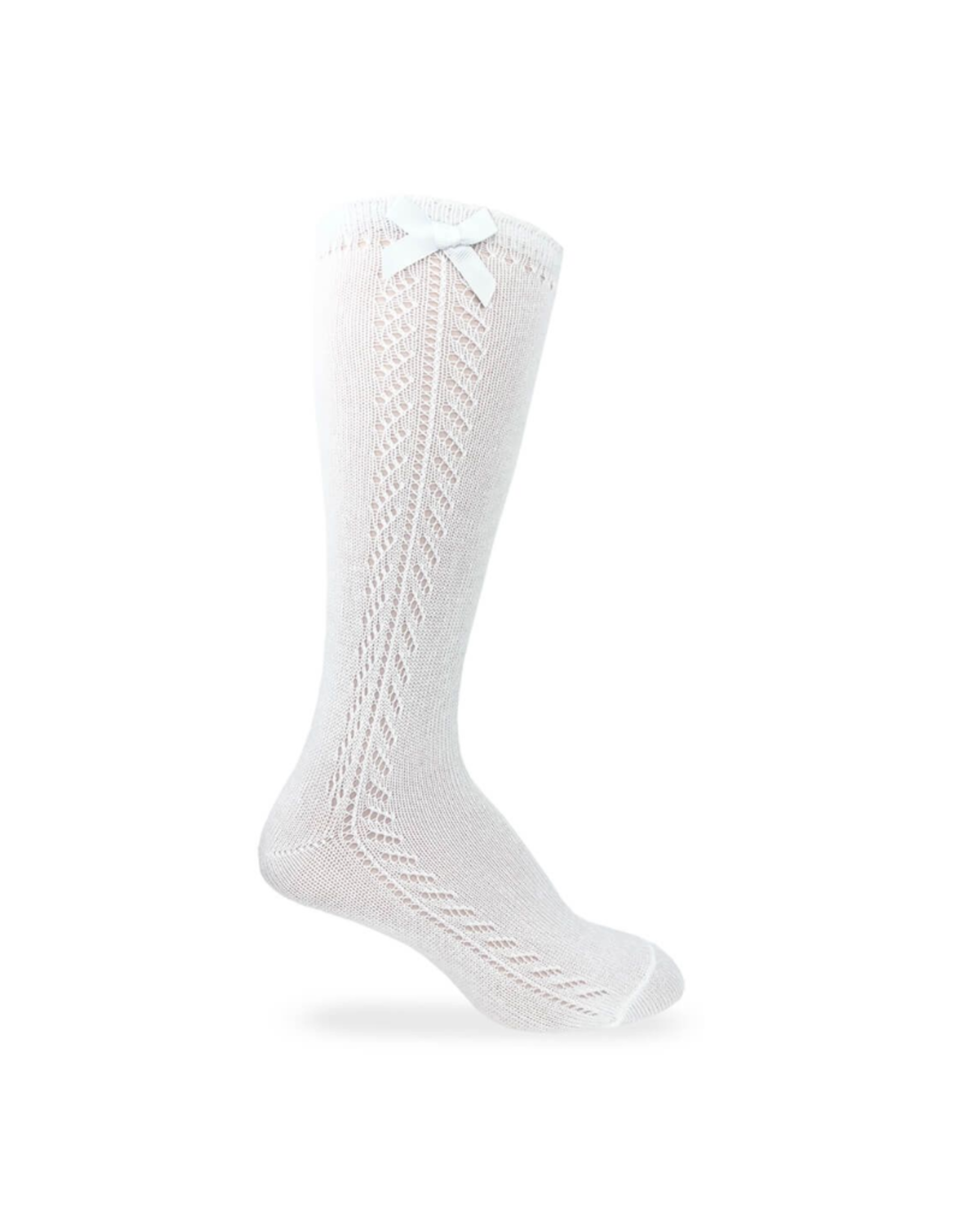 Jefferies Socks White Tall Sock With Bow 1650
