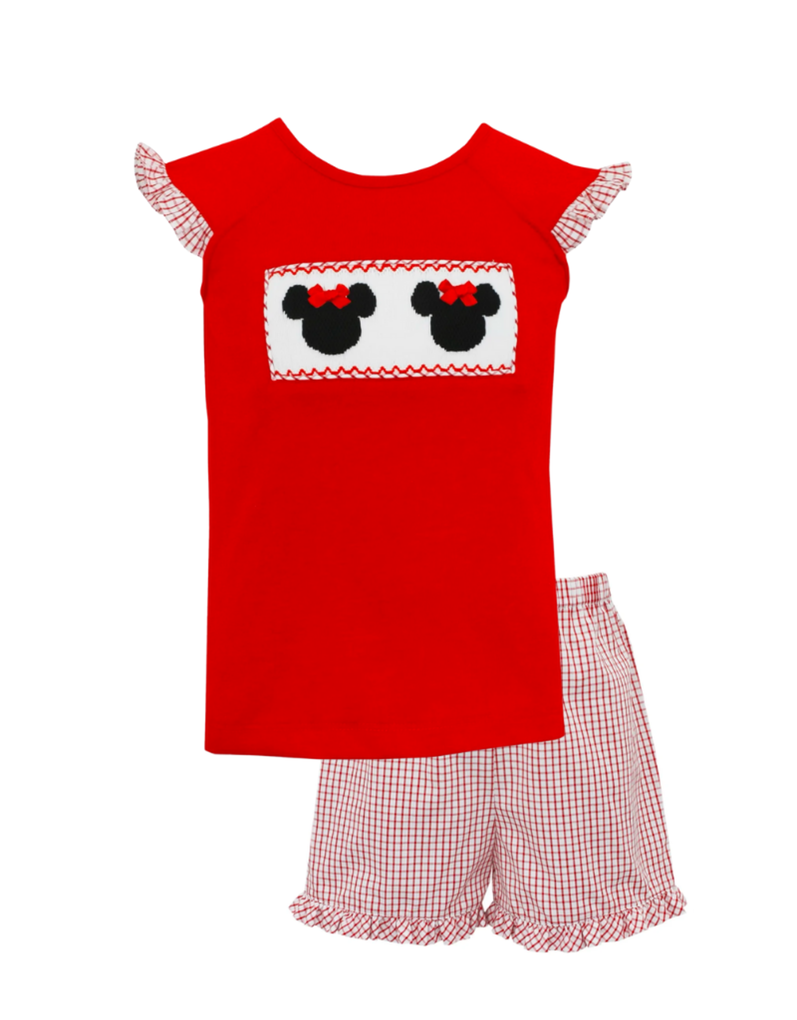 Anavini Smocked Mouse Ear Ruffle Short Set