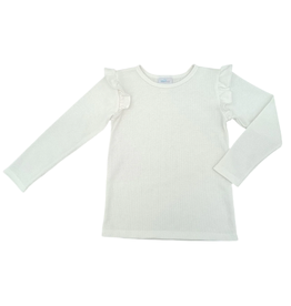 Be Elizabeth Ruffle Shoulder Top Knit BE Cream