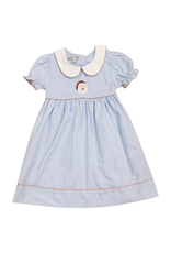Sweet Dreams Santa Embroidered Blue Chambray Dress