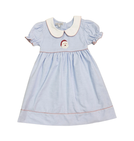 Sweet Dreams Santa Embroidered Blue Chambray Dress
