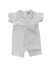 Kissy Kissy Pique Bunny Bash Short Playsuit, Light BLue/White