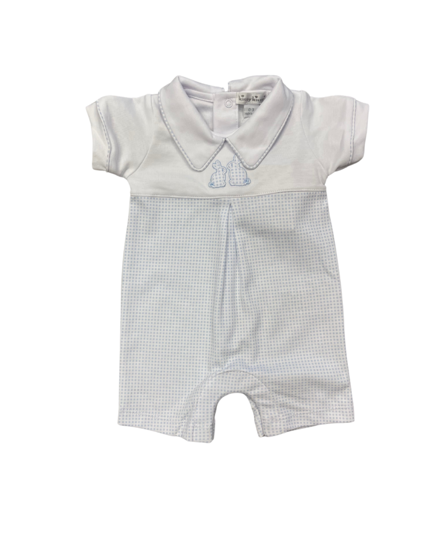 Kissy Kissy Pique Bunny Bash Short Playsuit, Light BLue/White
