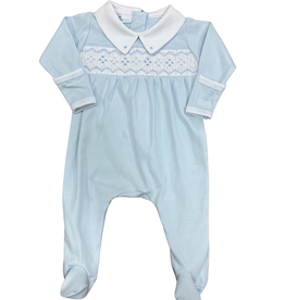 Magnolia Baby Emily and Ethan Smk Collared Footie, Blue
