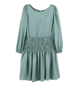Gabby Aqua Denisse Smock Long Sleeve Dress