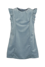 Blue Deluxe Velvet Shift Dress w/ Ruffle Sleeves