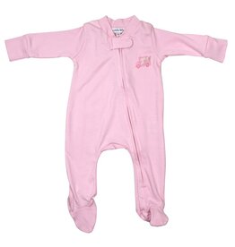 Magnolia Baby Tiny Caddy Pink Embroidered Footie w/ Zipper