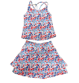 Blended Spirit Patriotic Floral Athletic Skort Set