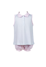 The Proper Peony Light Blue Stripe Scallop Pima Bloomer Set