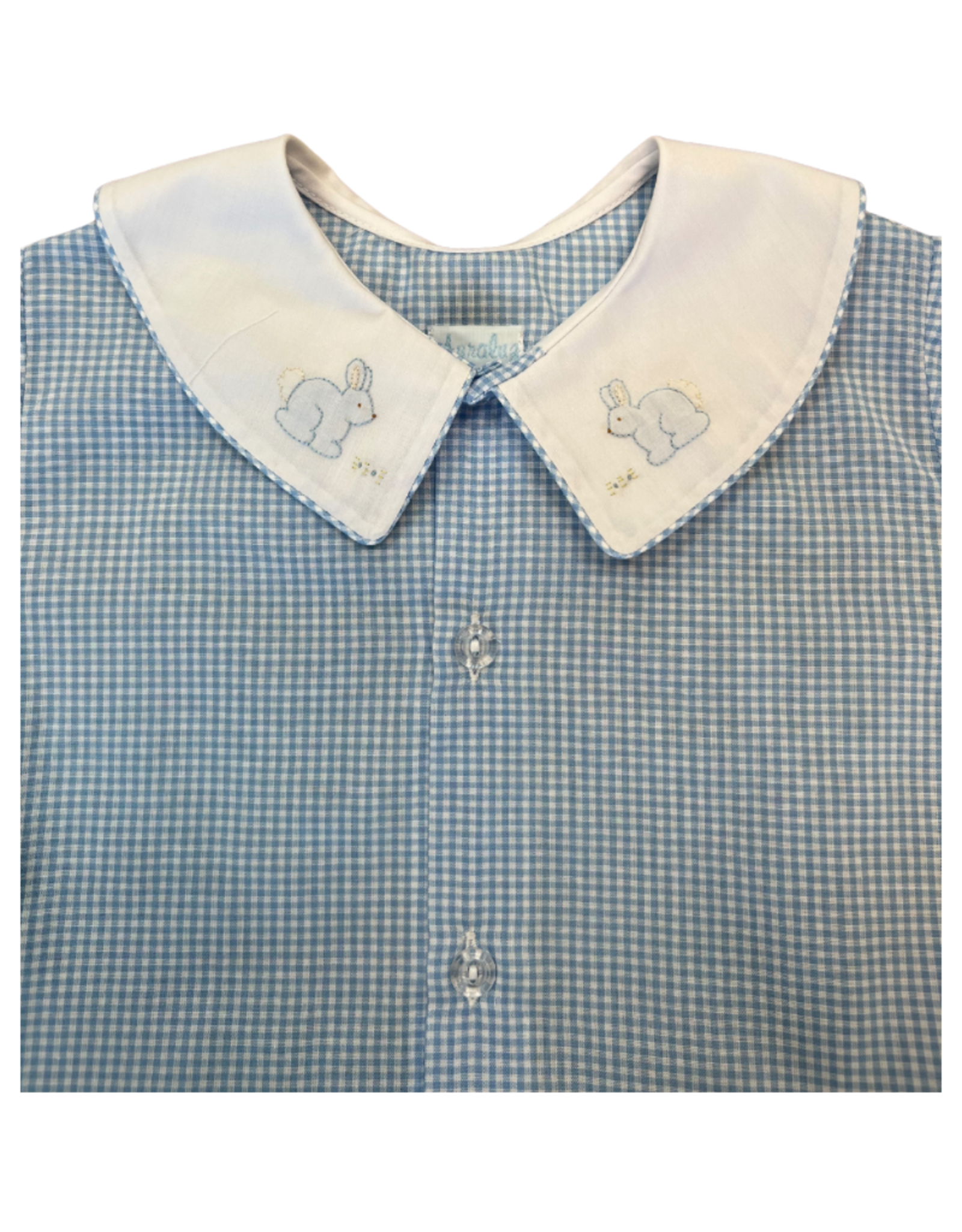 Auraluz Blue Check Button Front Bunny Bubble