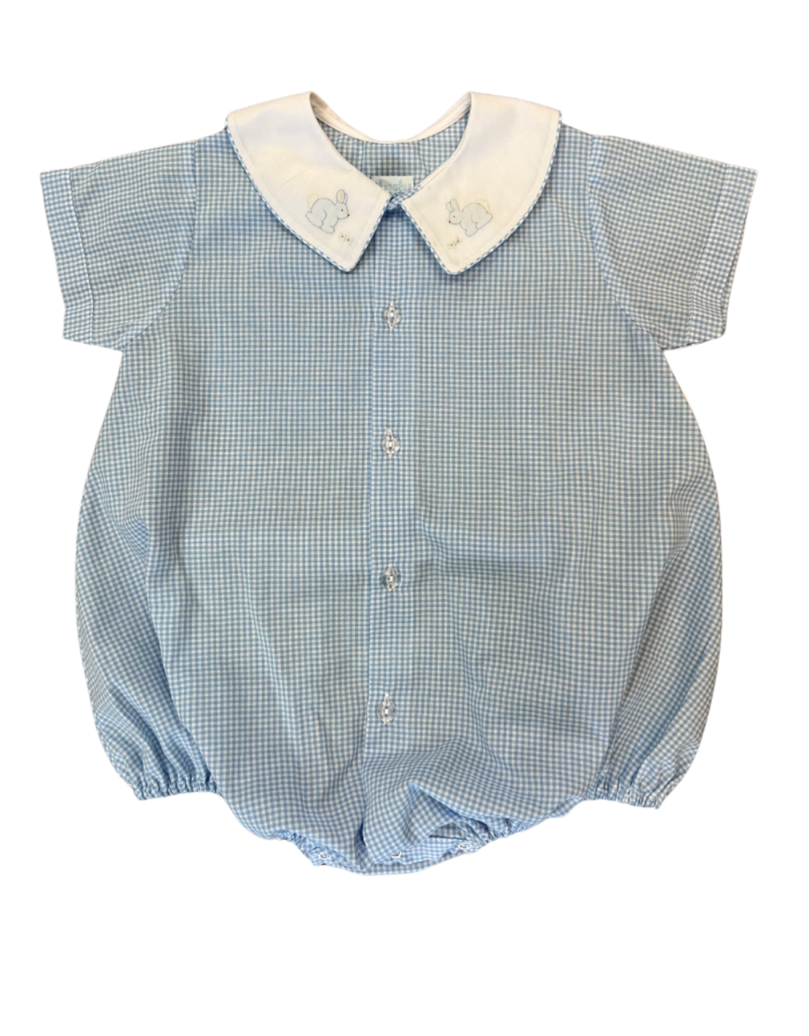 Auraluz Blue Check Button Front Bunny Bubble