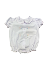 Auraluz White Button Up Bubble w/ Pink Trim & Bird Emb (620)