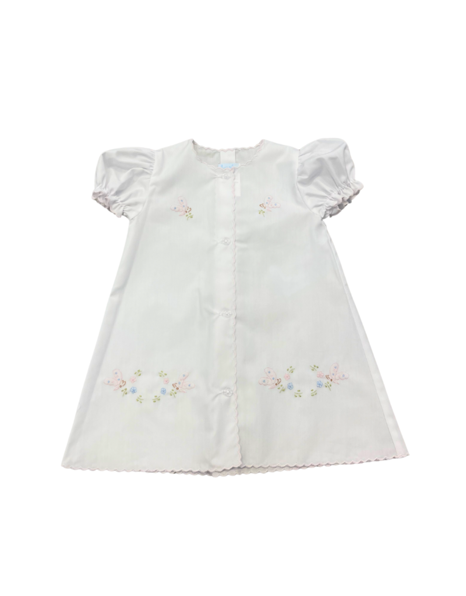 Auraluz White Day Gown w/ Pink Trim & Butterfly Emb (317)