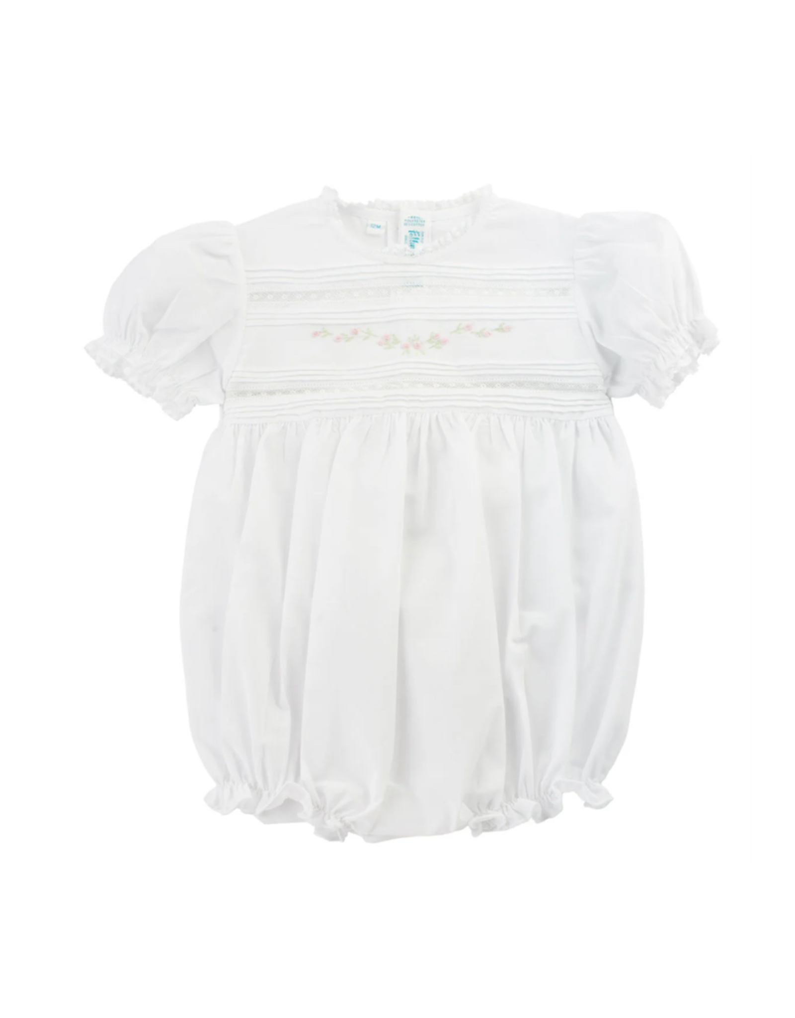 Feltman Brothers Floral Bullions And Lace Romper White