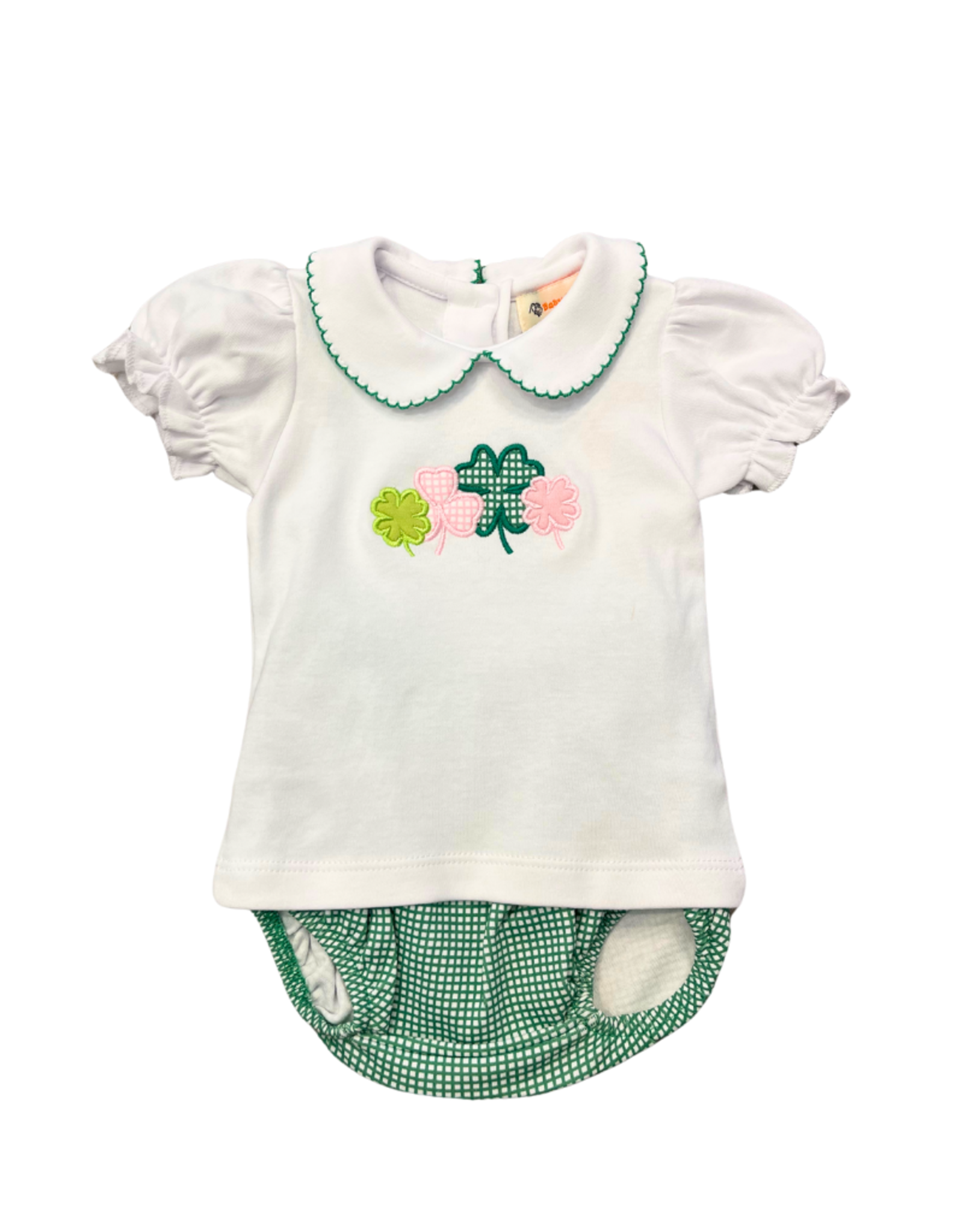 Luigi Shamrocks and Green Windowpane Girl Diaper Set