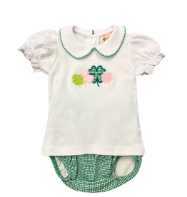 Luigi Shamrocks and Green Windowpane Girl Diaper Set