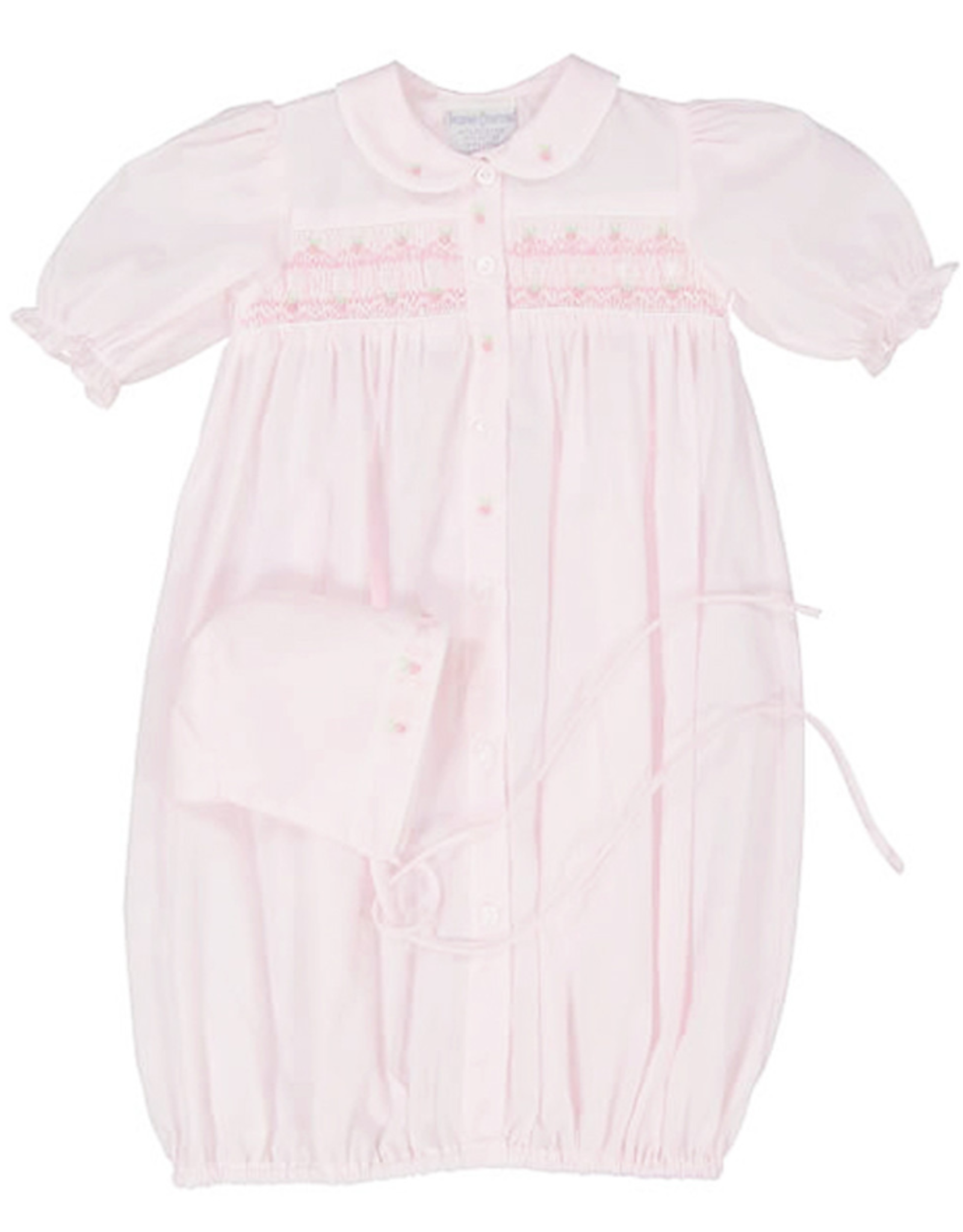 Feltman Brothers Pink Ribbon Smocked Gown and Hat Set